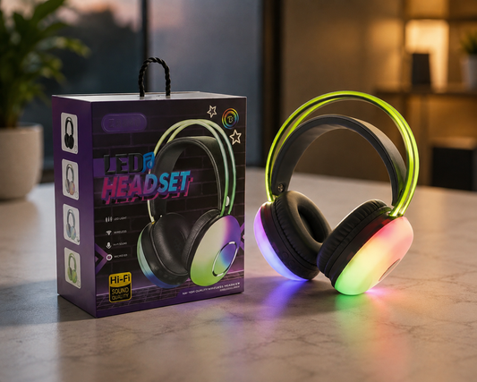LED Wireless Headphone -Hi-Fi Stereo Sound with RGB Lighting