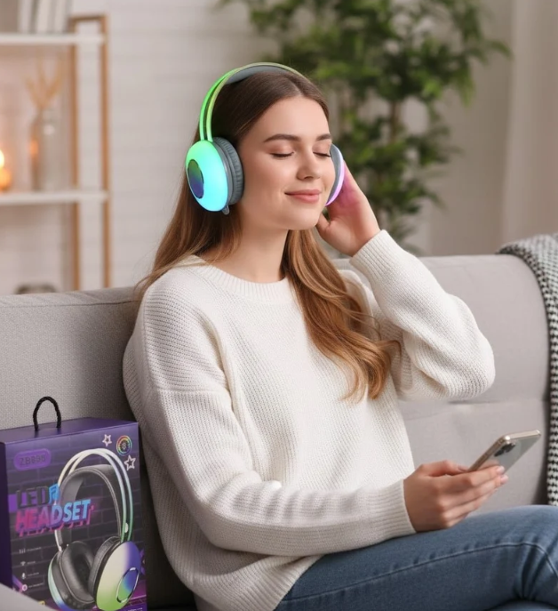 LED Wireless Headphone -Hi-Fi Stereo Sound with RGB Lighting